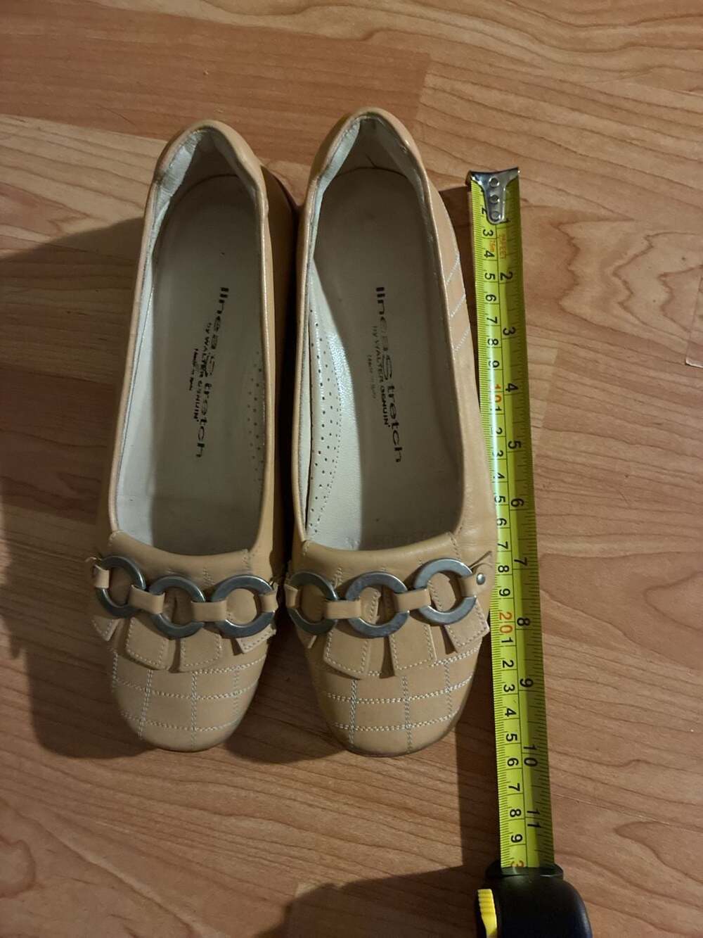 Linea Stretch by Walter Genuin Leather Loafer Wedges with Chain Detail